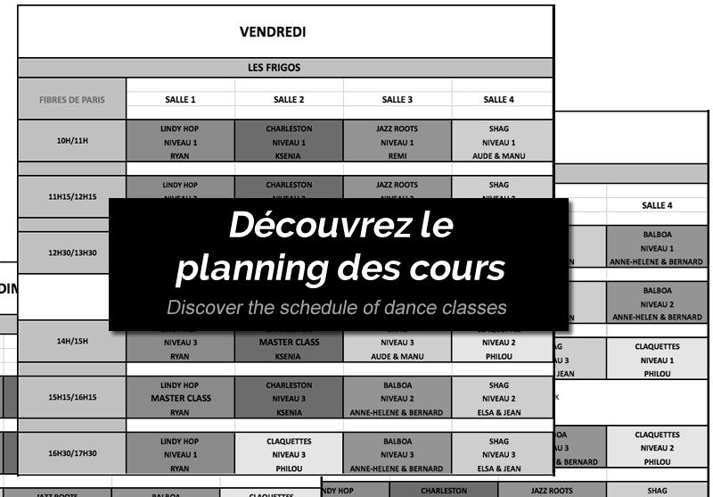 Planning des cours de danse swing